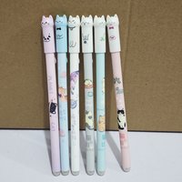 Set of 6 Cat Tail Themed Kawaii Gel Pens, 0.5mm, Erasable Blue Ink, Ideal Student Teacher Stationery Gift