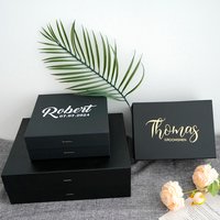 Personalized Black Gift Box Groomsmen/Best Man Empty Gift Box Wedding Bachelor Party Thank You Favors Will You Be My Groomsmen