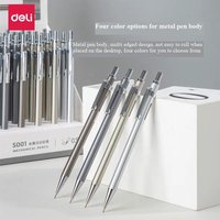 1/4PCS Deli Mechanical Pencil S001/S002 0.5mm/0.7mm 2B Lead Auto Advance Metal Body Pencils for Office And School Supplies
