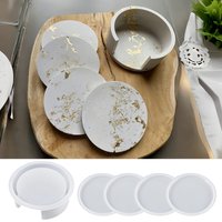 5pcs Round Coaster Silicone Mold Set, Plaster Coaster Mold, Clay Mold, DIY Epoxy Resin Round Coaster Silicone Mold, Coaster