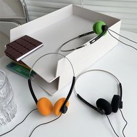 Wired Stereo Headphones 3.5mm Wire Plug On-Ear Retro Vintage Style Adjustable Headband for Walkman CD Player Computer