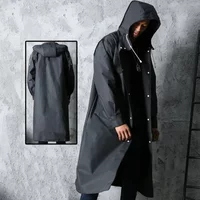 AliExpress NONE Fashion Black Adult Windbreaker Style Waterproof Long Raincoat Women's Men's Hooded Outdoor Motorcycle, Bicycle, Hiking, Fishing
