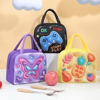 3D Cute Animal Pattern Lunch Bag Thickened Handheld Insulated Lunch Box Bags Large Capacity Children Bento Bag