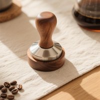 Professional 58mm 51mm 53mm Espresso Tamper, Wood Handle Barista Tool, Heavy Duty Flat Base Coffee Tamping for Home Cafe