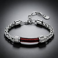 Fiber Braided Stainless Steel Stainless Steel Chain Bracelet for Men, Adjustable Lobster Clasp, Hip Hop Jewelry Gift for Him