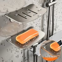 Wall Soap Holder Stainless Steel Finish Punch or No Punch for Bathroom Shower Soap Tray and Sponge Storage Soap Dish Holder