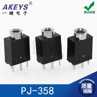 3.5mm Headphones Jack Audio Socket PJ-358 Copper Head Five/5 Feet Vertical Direct Plug Audio Interface