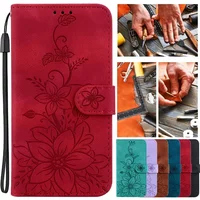 Wallet Bags Flip Cover Flower Case For Samsung Galaxy A16 A06 A05 A15 4G A25 A35 A55 5G A05S Magnetic Leather Phone Cases Lily