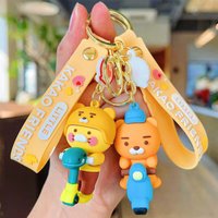 1pc Cute Cartoon Silicone Figurines Charm Keychains Car Key Pendant Bags Small Bear Pendants Jewelry Gifts Accessory Decoration