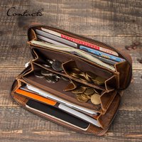 CONTACT'S RFID Männer Brieftasche Aus Echtem Leder Kupplung Brieftaschen Männlichen Casual Lange Geldbörse mit Telefon Tasche Große Kapazität Karte Ha