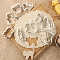 9Pcs Cat Cookie Cutter Set Cute Kitten Shapes Molds for Valentine's Day Wedding DIY Pressing Baking Pastry Home Kitchen Baking