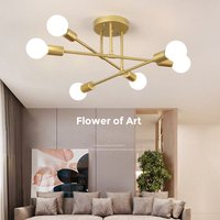 Retro Industrial Wrought Iron Material 6Heads LED Ceiling Lamp Home Luminaire Modern Living Room Light E27 Decoration Light