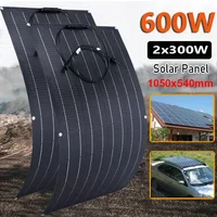 600W 300W Solar Panel Kit 18V Flexible Monocrystalline Solar Cell Power Charger for Outdoor Camping Yacht Motorhome Car RV Boat