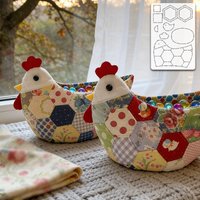YOMDID 1pc Handmade DIY Tracing Patchwork Template DIY Hen Pattern PET Sewing Template, Easter Hen Storage Basket Template