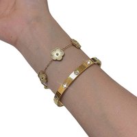 Stacking Clover Bracelet Love Bangle for Women Teen Girls Stainless Steel 18K Gold Plated Luxury Layered Sweet Trend Jewelry