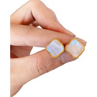 Classic Original 925 Sterling Silver Women's Raw Stone Ear Buckles, Easy Fashionable Daily Wear Accessories, High-end Jewelry Ea