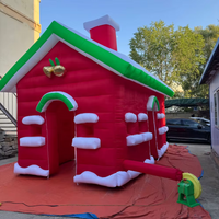 6x4m LED Inflatable Christmas House with Door & Windows Fast Air Shipping Santa Grotto Lawn Tent Outdoor Holiday Decorate