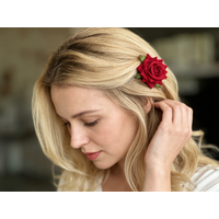 1 Piece Velvet Red Rose Flower Hair Clip, Vintage Romantic Style, Suitable for Holidays/Dates / Photo Shoots / Bridal Headwear