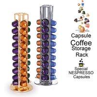 40 Pod Gold Coffee Capsules Nespresso Coffee Pods Holder Rotating Rack Coffee Capsule Stand Storage Shelve Organization Holder