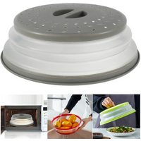 Microwave Splatter Cover Collapsible Food Plate Cover Drainer Basket Microwave Heating Splash-proof Cover Kitchen Cooking Lid