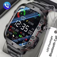 Nowy wojskowy smartwatch męski 2026 IP67 3ATM do sportów outdoorowych, monitor aktywności fizycznej, pomiar ciśnienia krwi, monitor stanu zdrowia, połączenia BT, smartwatch GPS