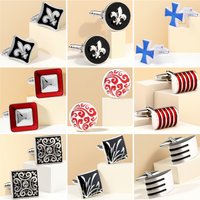 Annlyy Fashion Flowers Stripes Enamel Mens Cufflinks Cuff Links