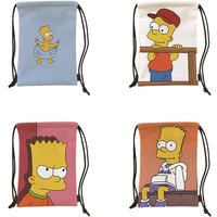 Cartoon Yellow Character Drawstring Bag Cute Skateboard Boy Print Sports Backpack, Portable Storage Sackpack for Travel Shopping