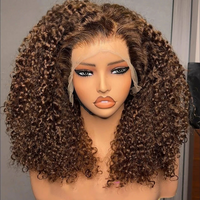 Brown 26inch 180density Soft Kinky Curly Wig Lace Front Wig For Women Baby Hair Synthetic Wigs Heat Temperature Glueless