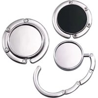 Outdoor Portable Folding Bag Hanger Handbag Hook Holder Table Hook Crystal Alloy Purse Bag Holder Circle Shape Bag Accessories
