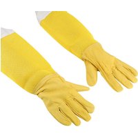 Bienenzucht-Schutzhandschuhe, Imker-Ärmel, atmungsaktives Anti-Bienen-Tuch, Imkerei, Schaffell, lange gelbe Mesh-Handschuhe, 1 Paar