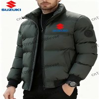 Men's Suzuki Logo Puffer Jacket Winter Warm Thickened Down Cotton Coat Motorcycle Brand Casual Windproof Outerwear