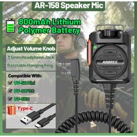 ABBREE AR-158 Rechargeable Walkie Talkie Microphone Speaker Volume Adjust Type-C Charging for Baofeng UV 5R MINI Quansheng UV K5