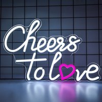 Cheers to Love Neon Sign Wedding Neon Sign Light Up Sign for Wedding USB Powered Led Neon Signs for Bedroom Valentines Day Decor