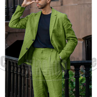Summer Linen Men Suits High Quality Slim Groom Tuxedos Chic Notch Lapel Single Breasted 2 Pieces Men Suits (Jacket+Pants)