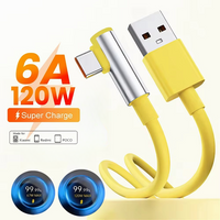 90 Degree Elbow 120W Type C Cable For Xiaomi 12 13 14 15 17 Redmi Note 13 14 15 POCO F7 F8 X5 X6 X7 Pro Quick Charging USB Cable