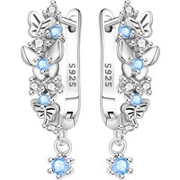 MISEFF S925 Sterling Silver Earring Exquisite Elegant Blue Butterfly Earring Original Fashion Jewelry Birthday Gift For Women