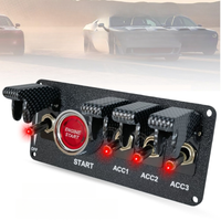 Car Ignition Switch Panel Carbon Fiber With Red Start Stop Push Button Interior Modification Aluminum Alloy Pre-drilled Mounting