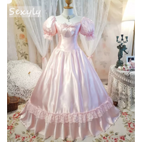 Civil War Pink Medieval Prom Dress With Short Sleeves Victorian South Belle Evening Dress Lace Colonial Georgian PartyCustomized