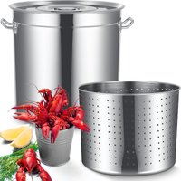 30cm Stainless Steel Stock Pot with Strainer Basket for Seafood Boil Pot Deep Fryer Pot for Family Gatherings Lobster Boil Pot