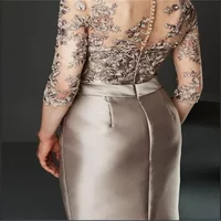 Robes d'été pour mère de la mariée, robe courte marron pour invités de mariage, longueur aux genoux, manches trois quarts, robe de soirée