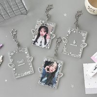 Original Graffiti Angel Acrylic Card Holder With Wings Kpop Photocard Sleeves Cute ID Card Protector Transparent Trading Card