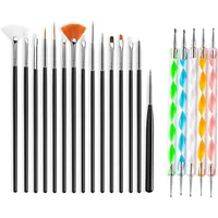 Black Nail Art Brush Dual-ended Rhinestone & Plastic Brush Painting & Dotting & Craving Pen Kit