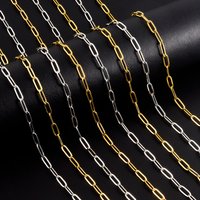 Length 40/45/50/60/70cm Geometric Hollow Stainless Steel Paperclip Chain Necklaces For Women Men Accessories Fashion DIY Jewelry