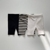2026 Summer Kids Ribbed Shorts Korean Children High Stretch Leggings Shorts 5 Inch Girls Solid Color Casual Pants