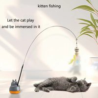 Chinchilla cat funny cat stick steel wire long pole feather cute cat toy kitten fishing rotating self-pleasure relief pet toy