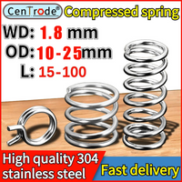 5PCS 304 Stainless Steel Compressed Spring Wire Diameter1.8mm External Diameter 10-25mm Pressure Spring length15-100mm