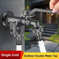 Outdoor Double Water Tap Faucet Exterior Garden Hose Faucet Adapter 1/2" IBC Water Tank Connector 1-Way 2-Way Brass Tap