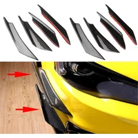 4pcs Universal Car Front Bumper Lip Fin Splitter Body Spoiler Canards Spoiler Car Tuning Canard Decor Black Carbon Fiber
