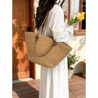 Large Capacity Straw Woven Tote Bag Women's 2026 New Style Vacation Handbag Single Shoulder Fashionable All-Match Girl