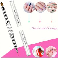 1Professional nail art brush - Heavy-duty stainless steel construction,Dual-ended gel and acrylic nail brush with transparent co